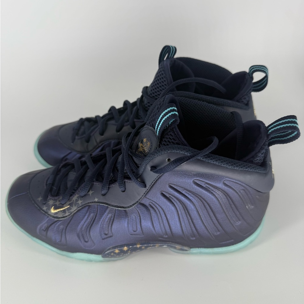 Nike Little Posite One GS Gold Stars Shoes Sneakers Mid Obsidian Blue Size 6.5 Y